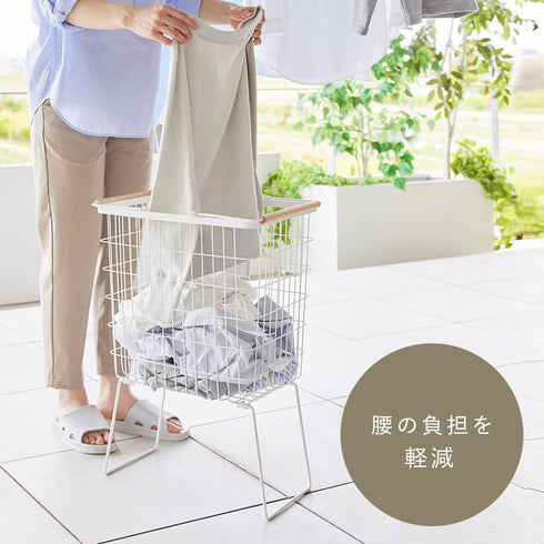 折り畳み脚付きランドリーバスケット トスカ ホワイト.|s4